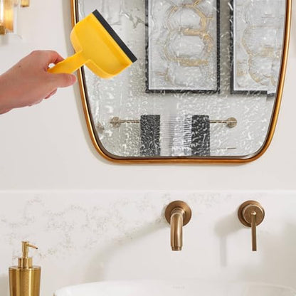 SHERCHPRY Mini Silicone Bathroom Squeegee Water Wiper for Shower Glass Doors and Mirrors, Compact Yellow Window Cleaner with Portable Handheld Design for Sink and Car Mirror Cleaning