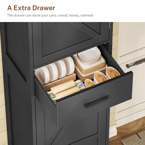 Tall Storage Cabinet with 3 Door Shelves & 1 Drawer, Narrow Kitchen Pantry Cabinet for Living Room, Bathroom, Entryway, Black - color: Black
