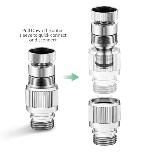 Sink Faucet Quick Connect Adapter, Kitchen Bathroom Faucet Hose Snap Coupling Adapter to Garden Hose Connector Compatible with Dishwasher, Washing Machine, Shower Hose, Pet Bathing Attachment - size: Swivel Faucet Adapter