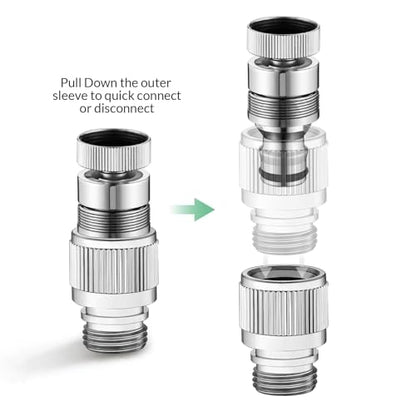 Sink Faucet Quick Connect Adapter, Kitchen Bathroom Faucet Hose Snap Coupling Adapter to Garden Hose Connector Compatible with Dishwasher, Washing Machine, Shower Hose, Pet Bathing Attachment - size: Swivel Faucet Adapter