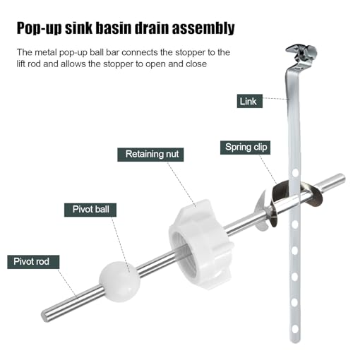 2pcs Pop Up Stopper Assembly with Plug for Price Pfister & Popular Band | Sink Drain Parts, Bathroom Sink Stopper Replacement, Pivot Ball Rod & Plug, Durable Sink Drain Repair Kit, White & Grey - color: White,grey