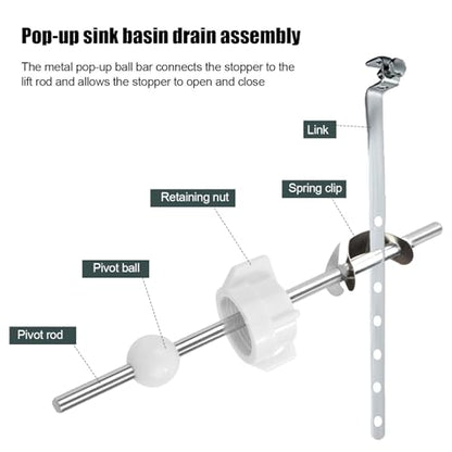 2pcs Pop Up Stopper Assembly with Plug for Price Pfister & Popular Band | Sink Drain Parts, Bathroom Sink Stopper Replacement, Pivot Ball Rod & Plug, Durable Sink Drain Repair Kit, White & Grey - color: White,grey