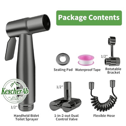 Handheld Toilet Bidet Sprayer for Toilet | Adjustable Water Pressure Control with Complete Bidet Spray Hoses Kit for Feminine Wash, Cloth Diaper Sprayer for Baby Wash - color: Gray