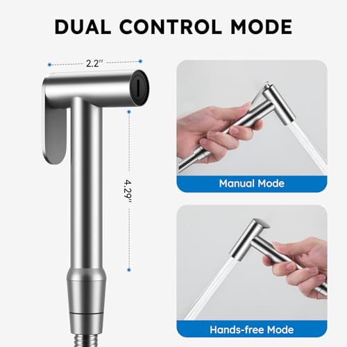 Arofa Built-in Hot and Cold Bidet Sprayer for Toilet, Hands-Free Control | Wall-Mounted Design, Dual Control Modes, Leak-Free Bidet Hose, Feminine/Baby/Pet Wash, Cloth Clean & Rinse, Stainless Steel - color: Brushed Nickel, size: Built-in Hot & Cold Water