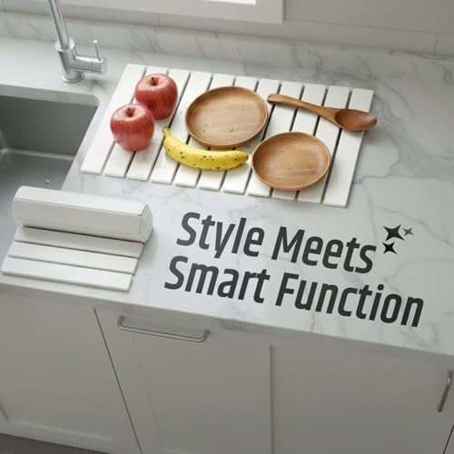 Stone Dish Drying Mat for Kitchen Counter - Fast-Absorbing Diatomite Drying Stone - Reusable Kitchen Drying Mat for Dishes, Cups & Utensils - Quick-Dry Stone Mat for Kitchen Sink and Countertop
