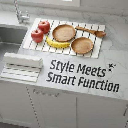 Stone Dish Drying Mat for Kitchen Counter - Fast-Absorbing Diatomite Drying Stone - Reusable Kitchen Drying Mat for Dishes, Cups & Utensils - Quick-Dry Stone Mat for Kitchen Sink and Countertop
