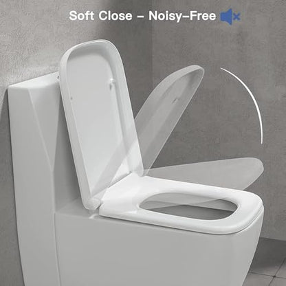 Soft Close Toilet Seat With Quick Release, Non-Slip Bumpers, Top Fixing, Easy Cleaning Loo Seat(44~50 * 37cm) - size: 44~50*37cm