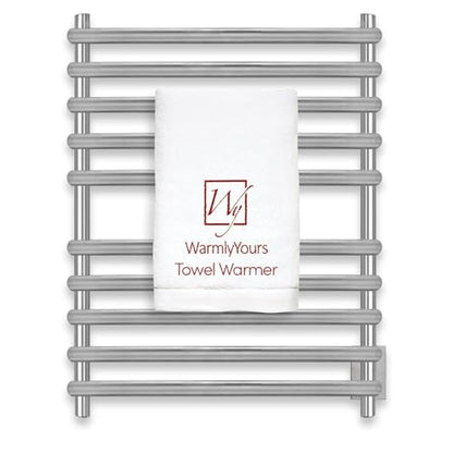 WarmlyYours Rome Heated Towel Rack, 10 Bars, Brushed Steel, Hardwired | Wall-mounted electric towel warmer for bathrooms, 10 heated bars, brushed stainless steel, hardwired connection