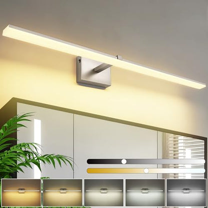 40 Inch Bathroom Vanity Lights Over Mirror Brushed Nickel Arm Over Cabinet Wide LED Bar 5CCT 2900K 6000K High Lumen IP44 - color: Brushed Nickel- 5CCT& Dimmable, size: 40-inch