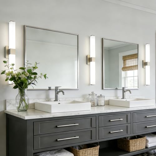 32 Inch Brushed Nickel 5CCT LED Vanity Light - Selectable Color Temperature Modern Bathroom Vanity Light Fixtures IP44 - color: Upgraded - Brushed Nickel - 5CCT Dimmable, size: 32 inch