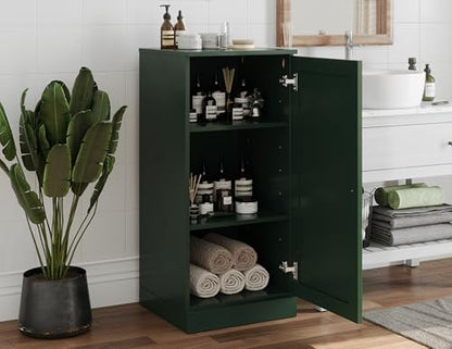 100% Solid Wood 16.5"" Bathroom Storage Cabinet with Shaker Door & Adjustable Shelves - color: Green, style: Shaker Door