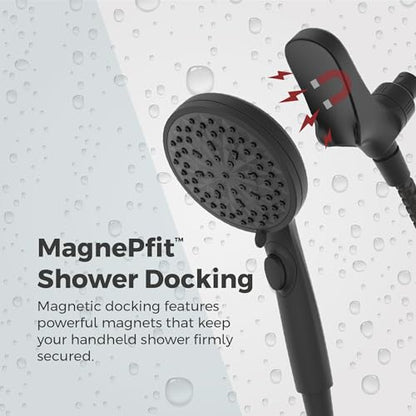 Pfister HydroFuse Handheld Shower Head, Hose Included, Magnetic Docking, 6-Function, 1.75 GPM, Spot Defense Matte Black Finish, 016WS2HFM01SDB - color: Spot Defense Matte Black, size: 1.75 GPM