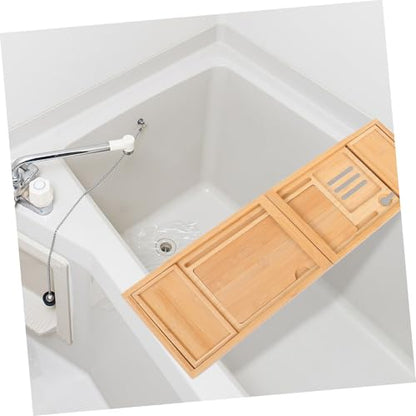 Ciieeo Elegant Bamboo Bathtub Rack Expandable Storage Tray Shower Tray Toiletries Holder Phone Stand Organize Your Bathroom Space