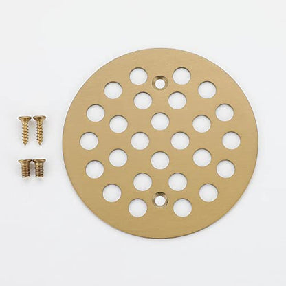 4-1/4 Inch Screw-in Round Shower Drain Cover Replacement Floor Drainer Grate with Screws (Brushed Golden) - color: Brushed Golden
