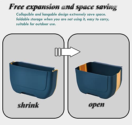Hanging Folding Mini Trash Can for Kitchen Cabinet Door, Small Collapsible Garbage Bin Under Sink,Wall Mounted Folding Waste Bin- Mini Garbage Container for Cabinet/Bedroom/Bathroom (3L) (Black) - color: Black