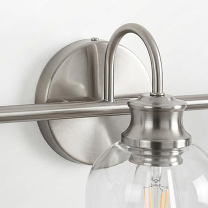 URSOLA 3 Lights 24" Bathroom Vanity Light Fixtures, Brushed Nickel Traditional Classic Vanity Light with Clear Glass, Bathroom Lighting Fixtures Over Mirror - color: Brushed Nickel, size: 3 Lights