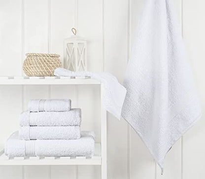 Cotton Paradise 100% Cotton Turkish Towel Set, Soft Absorbent Quick Dry, 6 Piece Towel Set, Snow White - color: Snow White, size: (27"x54") +( 16"x28") + (13"x13")