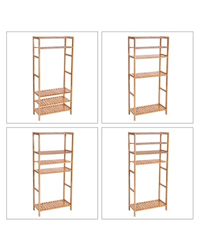 SONGMICS Bamboo Storage Shelf, 5-Tier Shelving Unit, Multifunctional, in The Entryway, Bathroom, Living Room, Balcony, Kitchen, 10.2 x 23.6 x 51.2 Inches, Light Bamboo UBCB35Y - color: Light Bamboo, size: 5 Tiers (10.2"D x 23.6"W x 51.2"H)