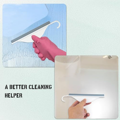 4 Pcs Mini Squeegee with Hanging Hook Shower Mirror Squeegee for Bathroom, Small Squeegee Water Scraper for Cleaning Sink, Counter, Tiles (White)