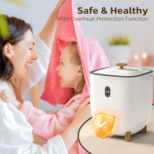 Electactic 25L Towel Warmer,Large Towel Warmers for Bathroom,Hot Towel Warmers Bucket with 2 Heating Modes,Auto Shut-Off,LCD Screen,Fits 2 Blankets,Bathrobes, for Gift, White