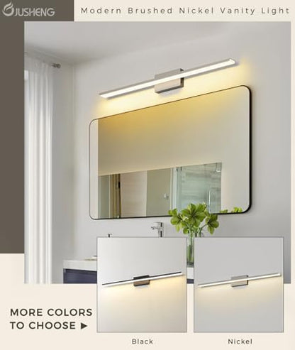 JUSHENG Brushed Nickel Vanity Lights 5CCT Dimmable Vanity Light Bar LED Bathroom Light Fixtures 39.37'' Inch 36W - color: Brushed Nickel-5CCT, size: 39.76'' Long-Dimmable