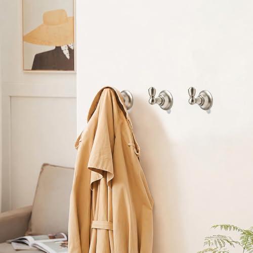 4 Pack 2-3/4inch Brushed Nickel Robe Hooks | Solid Zinc Alloy | Wall Mounted | Coat Hooks | Hooks Wall Mounted Robe Hooks | For organization in bathrooms entrances. - color: Brushed Nickel