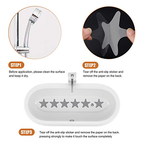 Secopad Anti Slip Shower Stickers, 24 PCS Safety Bathtub Stickers Adhesive Decals with Premium Scraper (Gray) - color: Grey