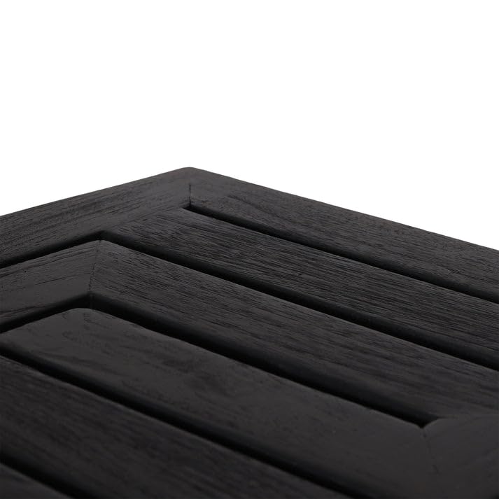 Teak Shower Bench - Teak Shower Seat - Wood Bathroom Stool (Black) - color: Blackened, size: Medium