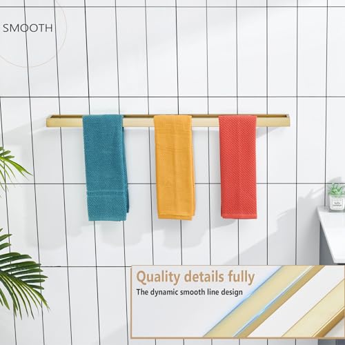KOKOSIRI Towel Bar Brushed Gold Bath Towel Holder 32 Inch Kitchen Towel Hanger Rack Stainless Steel Bathroom Hardware Wall Mounted, 1 Pack B4008BG-L32 - color: Brushed Gold, size: 32-Inch