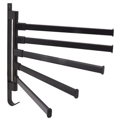 Heavy Aluminum Swivel Towel Bar, Matte Finish Wall Mounted Rack with Hooks Organize Towels and Clothes Save Space with Multi Arms Rustproof Suitable for Bathroom Bedroom Kitchen - color: 5 Arms