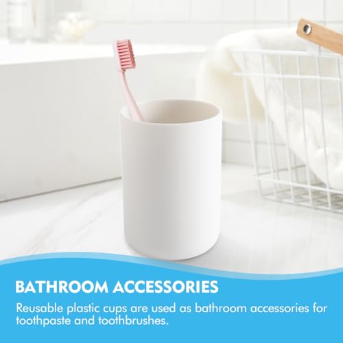 300ml Bathroom Cup, Wall Mounted Toothbrush Holders Reusable Water Cup Drinking Cups for Home Travel Bathroom Accessories (White) - color: White