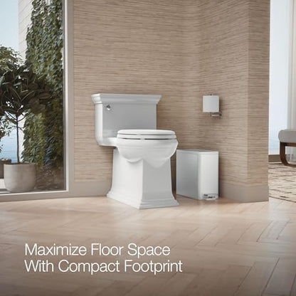Kohler 20957-STW 2.5 Gallon Slim Step Trash Can, Bathroom Trash Can with Soft-Close Foot Pedal, White with Stainless Steel - color: White Stainless Steel, size: 2.5 Gallon - Step Can