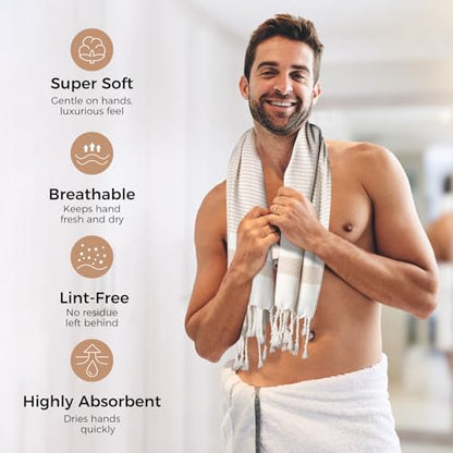 cabanana Hand Towels for Bathroom - 2-Pack,20x40 Inch-100% Cotton,Turkish Bathroom Hand Towels,Super Absorbent & Quick-Dry Soft for Bath, Kitchen, Spa, Face, Hair, Dishcloth (Beige) - color: Z Beige 20x43