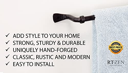 Farmhouse Bathroom Towel Holder Wall Mount, Matte Black Decoration | Wrought Iron Metal Towel Bar Rod, Handmade Home Decor Kitchen Hanger Organizer (26'' - Fits 24 Inch Towels) - size: Large, style: Axe