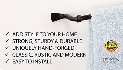 Farmhouse Bathroom Towel Holder Wall Mount, Matte Black Decoration | Wrought Iron Metal Towel Bar Rod, Handmade Home Decor Kitchen Hanger Organizer (26'' - Fits 24 Inch Towels) - size: Large, style: Axe