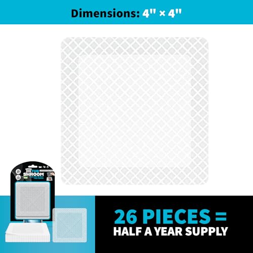 TubShroom 26 Pack Square Disposable Drain Cover - Hair Catcher Mesh Sticker Strainers for Shower Bathtub and Bathroom - Hair Catcher Sticker Drain Protector - Half Year Supply - size: 26 Pack, style: Square