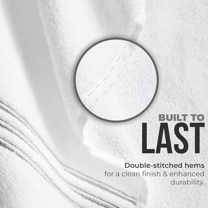 8-Piece Premium Towel Set, 2 Bath Towels, 2 Hand Towels, and 4 Wash Cloths, 100% Ring Spun Cotton Highly Absorbent Towels for Bathroom, Gym, Hotel, and Spa - color: Gray