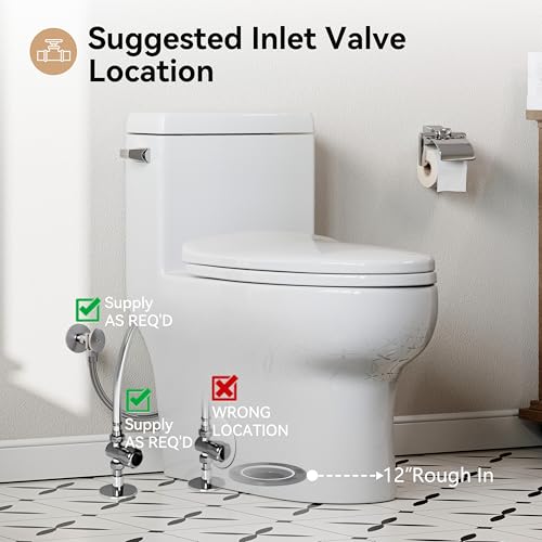 HOROW One-Piece Elongated Toilet, 1.28 GPF High Efficiency, Easy Cleaning Design, Left-Hand Flush Lever, Soft-Close Seat, Compact Modern Bathroom Toilet, 12'' Rough-In, White Ceramic Bowl - color: White with Single Flush, size: 12" rough in