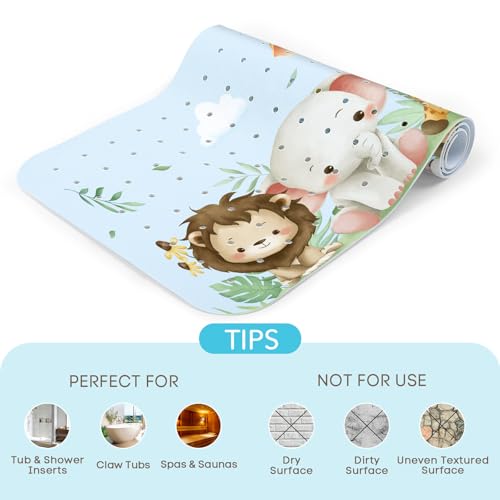SHUCHING Baby Bath Mat for Tub Non Slip-40x16 Inch, Woodland Animal | Bathtub Mat for Kids & Toddler Mold Free, Long Shower Mat for Inside Shower with Suction Cup, Machine Washable - color: Woodland Animal