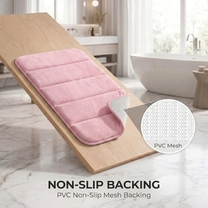 Bathroom Rugs Set 3 Piece, Memory Foam Bath Rugs, Non Slip Washable Bathroom Rug Set, Extra Soft Absorbent Bath Mats with U-Shaped Toilet Rug, Pink - color: Pink