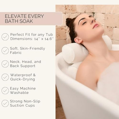 Bath Pillow and Bathtub Tray Set for Tub | Luxurious, Relaxing Home Spa Accessories with Bath Tub Pillows for Head and Neck, Foldable Bath Tray Caddy Organizer | Relaxation Gifts for Women Self Care - style: Bath Pillow and Tray