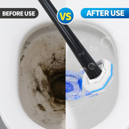 Disposable Toilet Bowl Brush with 36 Count Refills, Toilet Cleaning Stick,Toilet Bowl Cleaner Holder and Set, Toilet Cleaning System Starter Kit - style: Toilet brush+36 refills