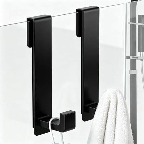 WUIVIUT Heavy-Duty Stainless Steel Over The Glass Door Shower Hooks - Towel Hooks for Fits 3/8" (10mm) Thick Shower Glass Door Bathroom Holder for Washroom(L Shape, 2 Pack) - size: L Shape, 2 Pack