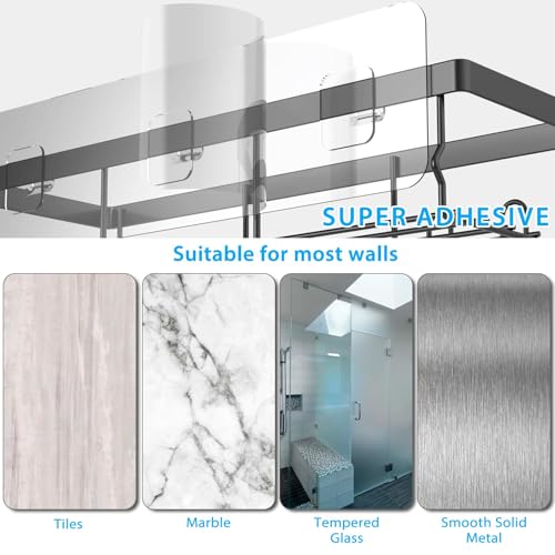 Moforoco 3-Pack Shower Caddy Basket Shelf with Soap Holder, No Drilling Traceless Adhesive Shower Wall Shelves, Rustproof Black Bathroom Shower Storage Organizer - color: Black
