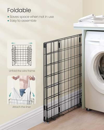 SONGMICS Laundry Hamper, 34.3 Gal. (130L) Laundry Basket, Collapsible Clothes Hamper, Removable and Washable Liner, Metal Wire Frame, for Bedroom Bathroom, Cream White ULCB113W01 - color: Cream White, size: 130 L