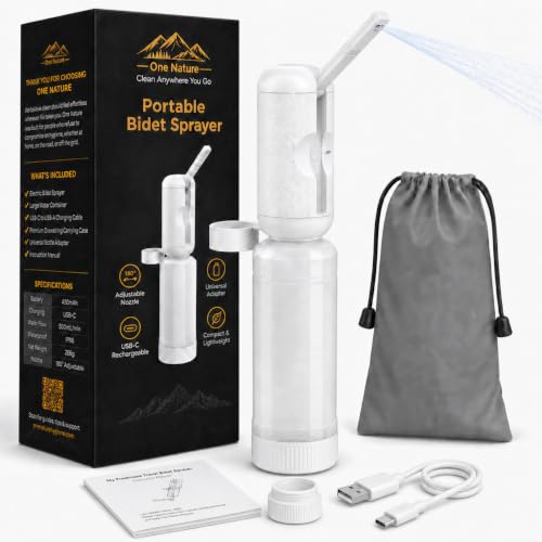 Travel Bidet, Portable Bidet Sprayer ONE NATURE 500mL/m IPX6 Waterproof Electric High Pressure Handheld Bidet Sprayer USB-C Rechargeable for Women Men Baby Bidet Peri Bottle Postpartum Clean - color: Grey
