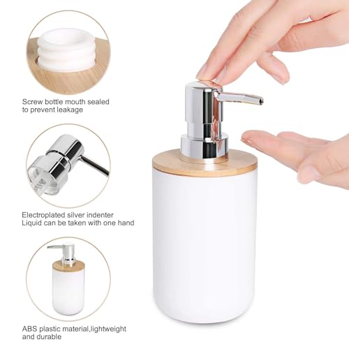 White Bathroom Accessories Set Complete Toothbrush Holder Toothbrush Cup Soap Dish Soap Dispenser Rustic Farmhouse Bathroom Decor Essentials Kit (White) ystz-001 - size: white