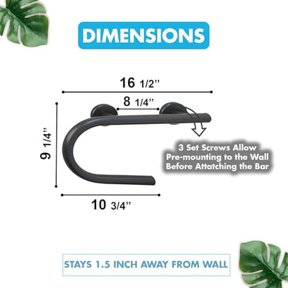 Grab Bar Toilet Paper Holder - Bathroom Safety/304 Stainless Steel/Left/Oil Rubbed Bronze/16.5"x 10" - color: Oil Rubbed Bronze, Left Hand