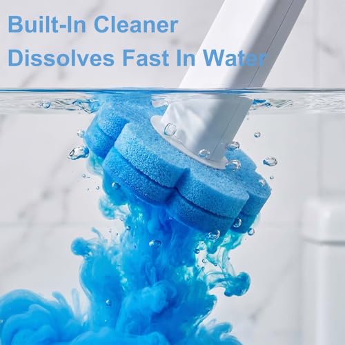Disposable Toilet Brush and Holder Set, Dual Wands Starter Kit with 24 Refill Pads, Wall Mounted Toilet Bowl Cleaner with Integrated Solution for Deep Bathroom Maintenance