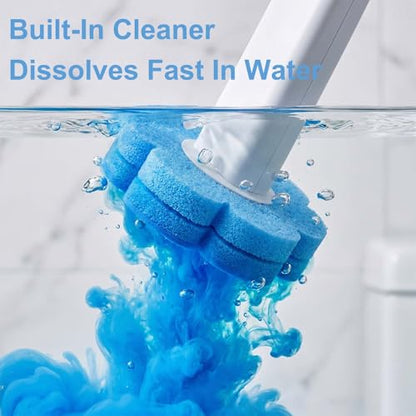Disposable Toilet Brush and Holder Set, Dual Wands Starter Kit with 24 Refill Pads, Wall Mounted Toilet Bowl Cleaner with Integrated Solution for Deep Bathroom Maintenance